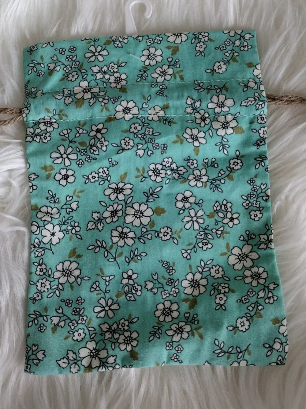 3 - Flower Print Cloth Draw String Bunny Gift Bag - Small